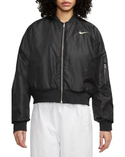 Nike Sportswear Reversible Faux Fur Bomber Jacket - Black
