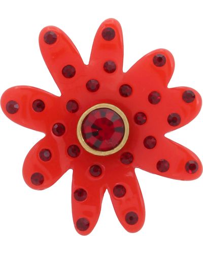 Kurt Geiger Daisy Crystal Cocktail Ring - Red