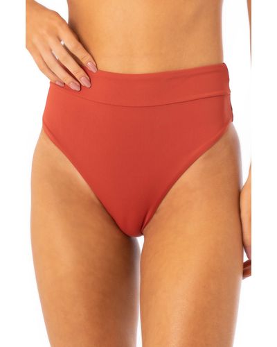 Maaji Suzy Q Reversible High Waist Bikini Bottoms - Orange