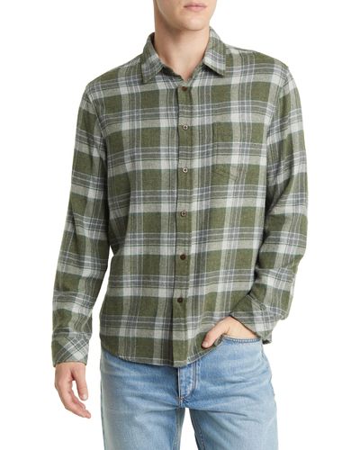 Rails Lennox Relaxed Fit Plaid Cotton Blend Button-up Shirt - Green