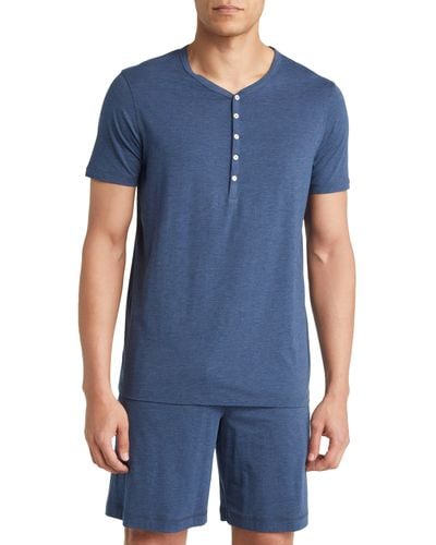 Daniel Buchler Henley Pajama T-shirt - Blue