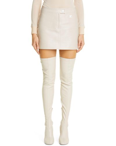 Courreges Coated Stretch Cotton Miniskirt - White