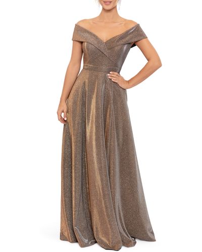 Xscape Off The Shoulder Gown - Brown