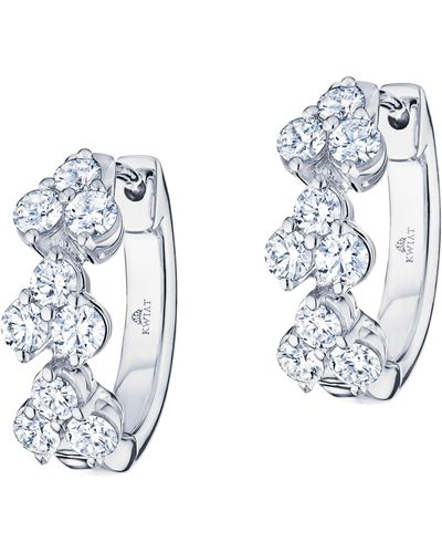 Kwiat Cluster Diamond huggie Hoop Earrings - White