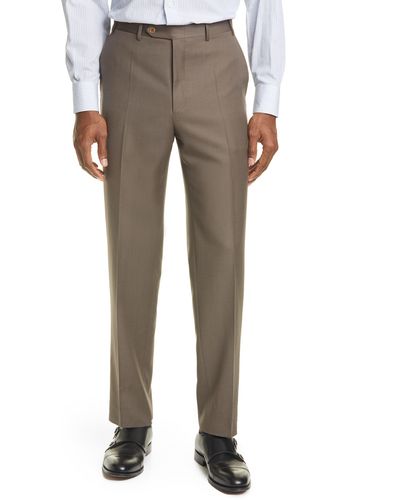 Canali Flat Front Wool Pants - Gray