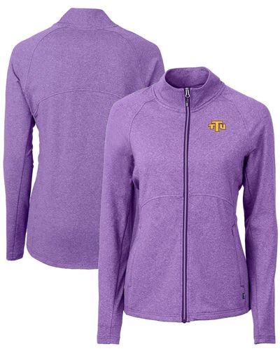 Cutter & Buck Tennessee Tech Golden Eagles Adapt Eco Knit Heather Recycled Full-zip Jacket At Nordstrom - Purple