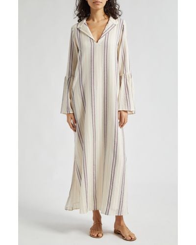 MILLE Jacqueline Stripe Long Sleeve Shift Dress - Natural