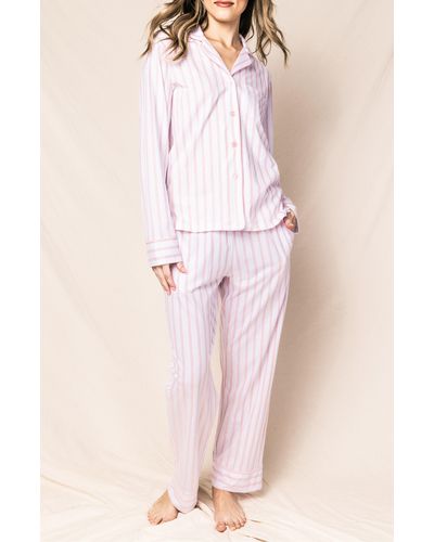Petite Plume Stripe Cotton Pima Pajamas At Nordstrom - Pink
