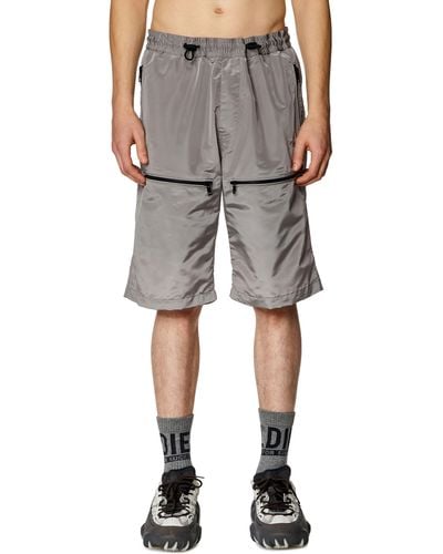 DIESEL Cargo Shorts In Ciré Nylon - Gray