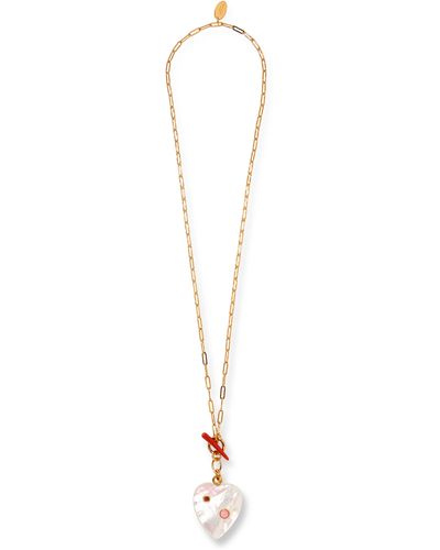Lizzie Fortunato Two Of Hearts Paperclip Chain Necklace - White