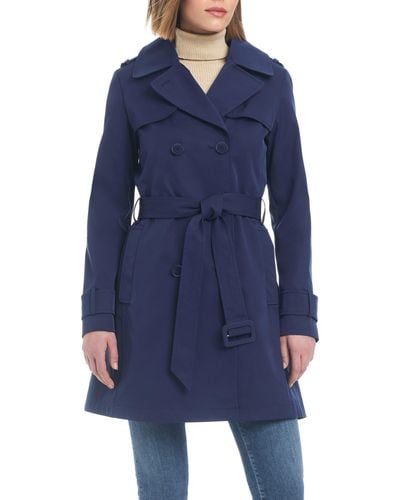 Kate Spade Water Resistant Double Breasted Trench Coat - Blue