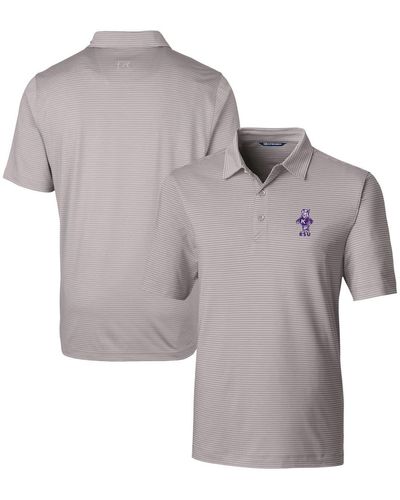 Cutter & Buck Kansas State Wildcats Vault Forge Pencil Stripe Stretch Polo At Nordstrom - Gray