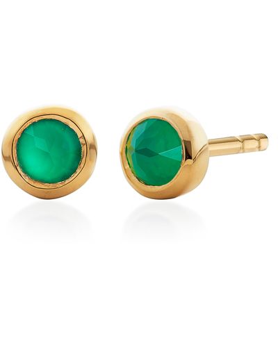 Monica Vinader Mini Green Onyx Stud Earrings