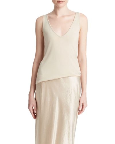 Vince Relaxed V-neck Tank - Natural