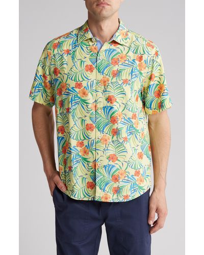 Tommy Bahama Coconut Point Sunny Blooms Floral Short Sleeve Button-up Shirt - Blue