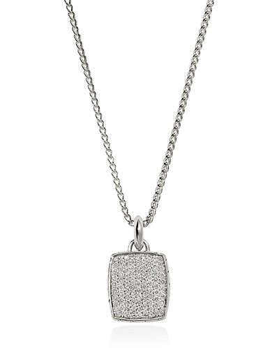 John Hardy Tag Short Diamond Pendant Necklace - White