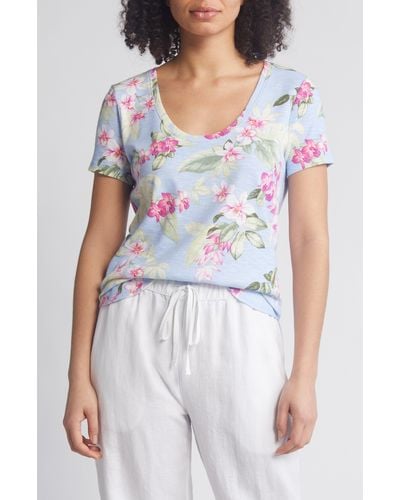 Tommy Bahama Ashby Isles Floral Short Sleeve Cotton Top - White
