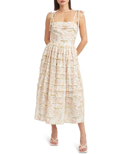 En Saison Callie Floral Midi Dress - Natural