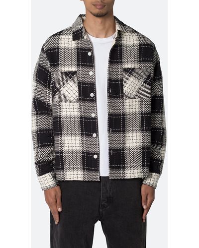 MNML Plaid Classic Flannel Button-up Shirt - Gray