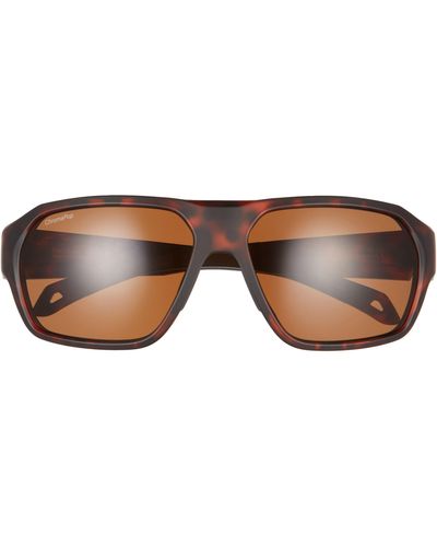Smith Deckboss 63mm Chromapoptm Polarized Oversize Rectangle Sunglasses - Brown