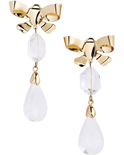 Carolina Herrera Bow Crystal Drop Earrings - White