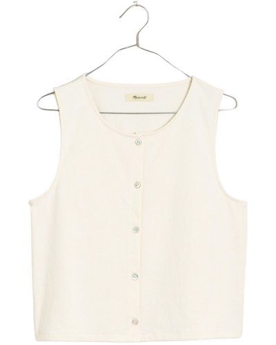 Madewell Crewneck Button-up Cotton Crop Tank - Natural