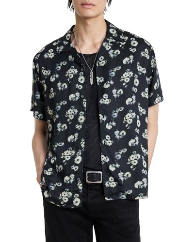 John Varvatos Dan Abstract Floral Camp Shirt - Black