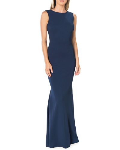 Dress the Population Leighton Sleeveless Mermaid Evening Gown - Blue
