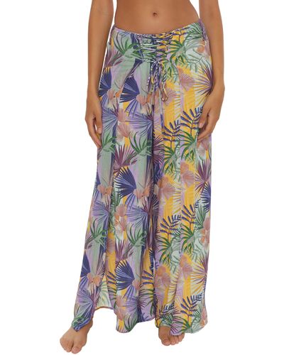 Becca Under The Sea Lace-up Wide Leg Cover-up Pants - Multicolor