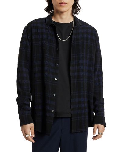 John Varvatos Orchard Textured Plaid Button-up Shirt - Black