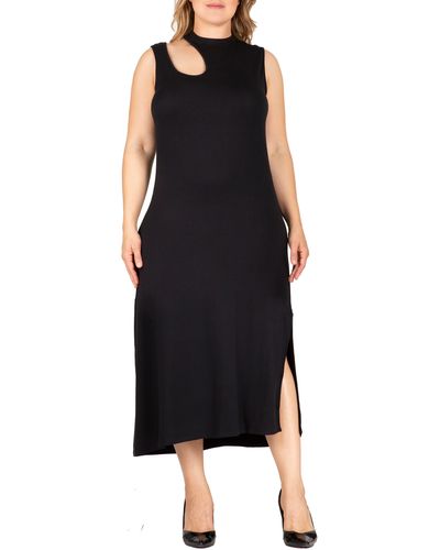 Standards & Practices Cutout Sleeveless Midi Dress - Black