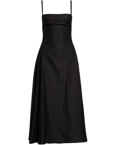 Molly Goddard Raya Backless Pintucked Cotton Midi Dress - Black