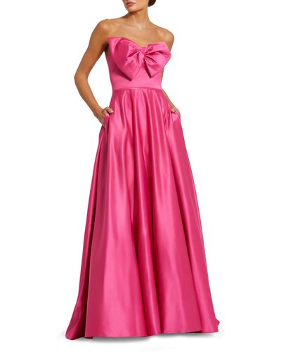 Mac Duggal Bow Detail Strapless A-line Gown - Pink