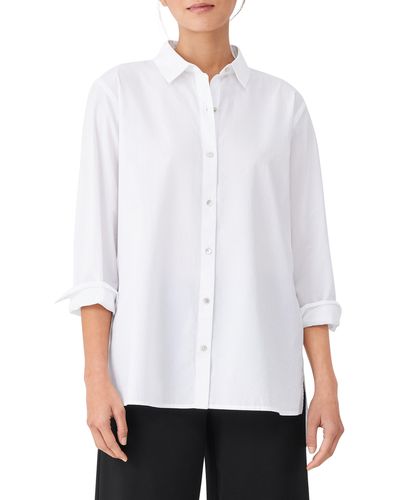 Eileen Fisher Classic Easy Button-up Shirt - White