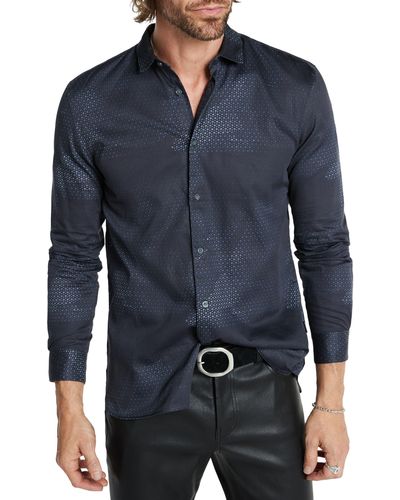 John Varvatos Ross Slim Fit Geo Print Cotton Button-up Shirt - Blue
