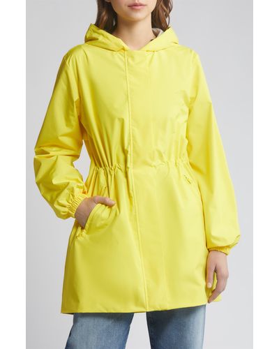 Save The Duck Fleur Water Resistant Hooded Raincoat - Yellow