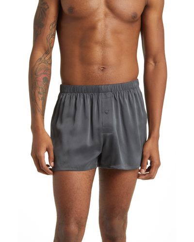 Lunya Washable Silk Boxer Shorts - Gray