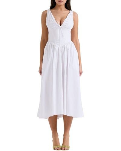 House Of Cb Emmelina Sleeveless Stretch Poplin Midi Dress - White
