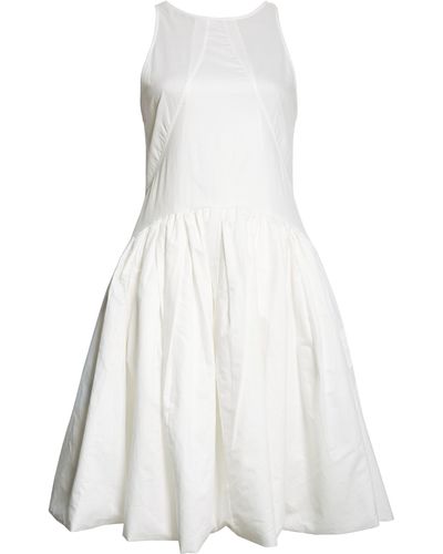 Jil Sander Sleeveless Drop Waist Poplin Dress - White