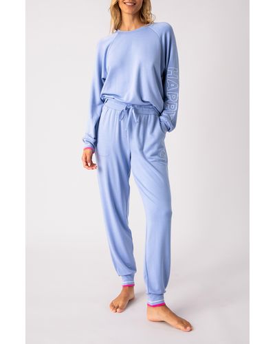 Pj Salvage Choose Happy Relaxed Fit Pajamas - Blue