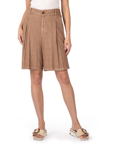 Kut From The Kloth Pleated Linen Blend Shorts - Natural