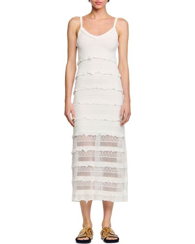 Sandro Jessie Pointelle Knit Sweater Dress - White