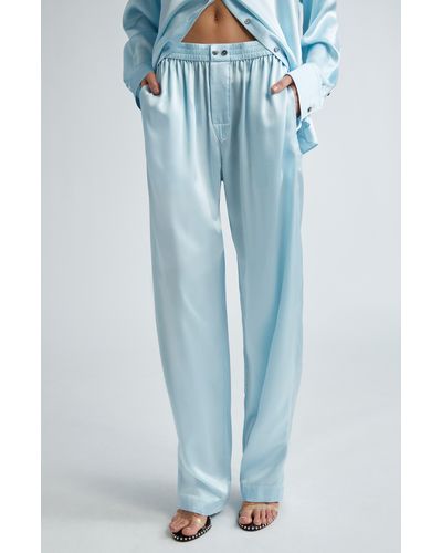 Alexander Wang Logo Cutout Silk Pajama Pants - Blue