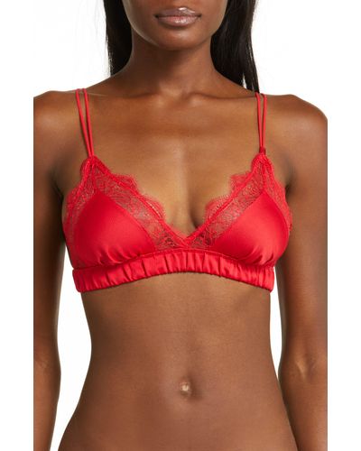 Love Stories Love Lace Satin Bralette - Red