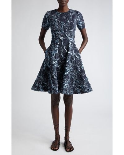 Jason Wu Short Sleeve Metallic Dress - Blue