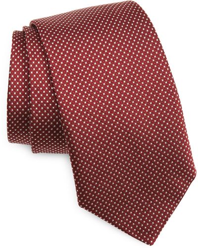BOSS Micropattern Silk Tie - Red