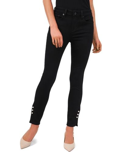 Cece Faux Pearl Detail Skinny Jeans - Black