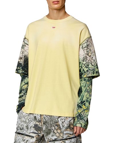 DIESEL Diesel Layered Sleeve T-shirt - Yellow