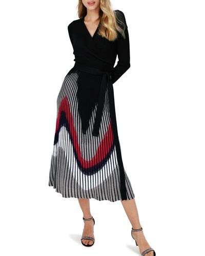 Diane von Furstenberg Reiko Long Sleeve Midi Sweater Dress - Multicolor