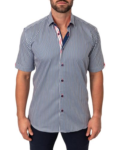 Maceoo Galileo Nautical Short Sleeve Button-up Shirt At Nordstrom - Blue